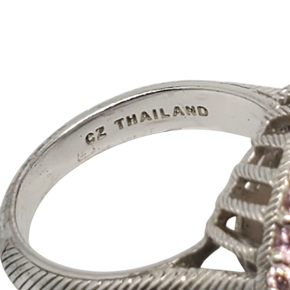 Judith Ripka Sterling Silver Smoky Quartz Pink CZ Ring Size 7 #21077 - Picture 7 of 9